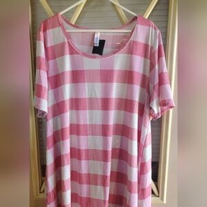 Lularoe Pink and White Plaid T-Shirt, Lightweight, Stretch 3xl